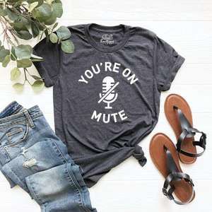'You're On Mute' Short Sleeve Tee - Charcoal